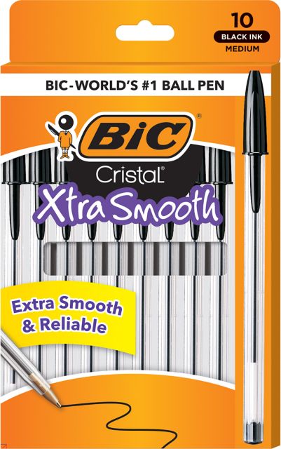 PEN 10PK MED BLK VP CRISTAL